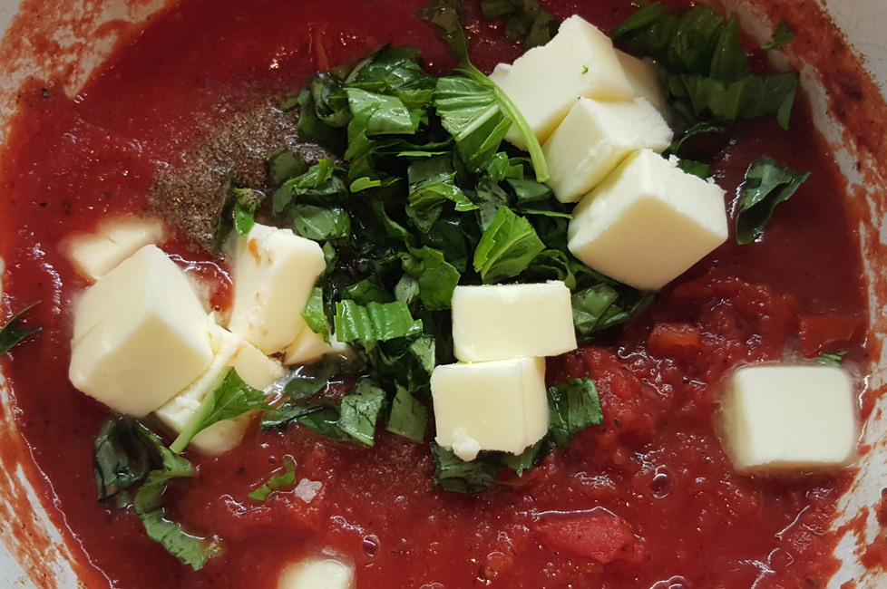 creamy tomato soup in pot